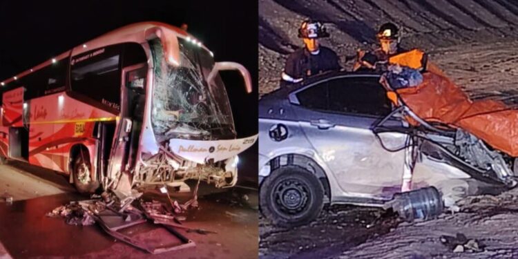 Al menos cinco muertos y varios heridos tras choque entre un bus y un automóvil en Mejillones.