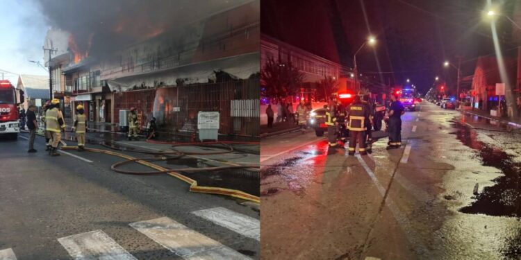 Bombero de Mulchén resulta lesionado tras una explosión mientras luchaba contra un incendio en el centro de Laja.