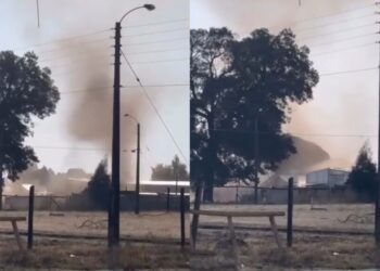 Un inesperado remolino de viento causó daños a estructuras en el norte de Los Ángeles.