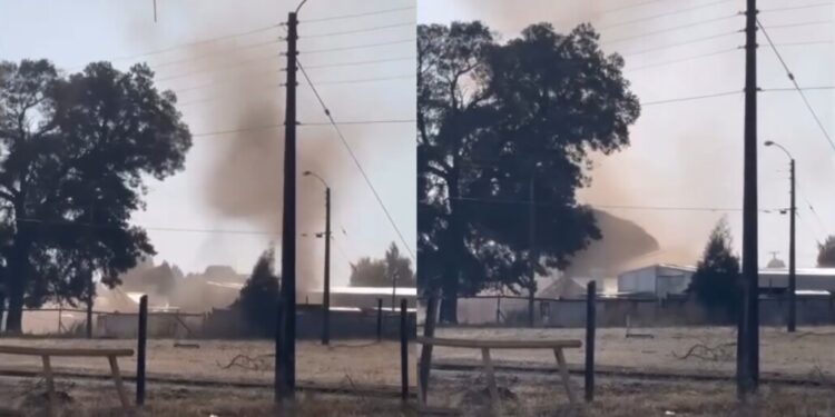 Un inesperado remolino de viento causó daños a estructuras en el norte de Los Ángeles.