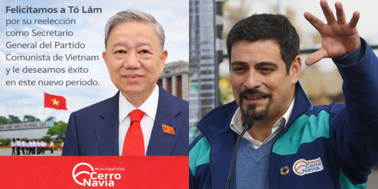 El saludo protocolar de la Municipalidad de Cerro Navia al Partido Comunista de Vietnam suscita fuertes críticas.