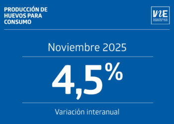 Producción de huevos en Chile sube un 4,5% interanual en noviembre de 2025, según el INE.